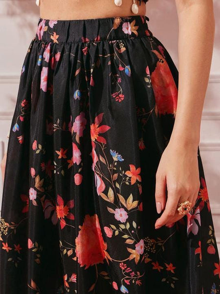 Floral Printed Crop Top With Skirt For Women, Indian Lehenga Choli, Wedding Guest Outfit, Indian Dress, Party Indo Western Dress3 EtsyImport