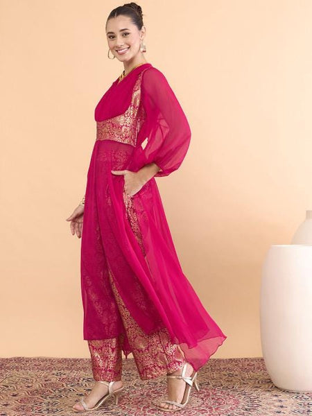 Brocade Tunic With Palazzo Set for Women, Coord Set, Festive Outfit, Ethnic Indian Dress, Party Indo Western Outfit, Wedding Guest Outfit28 EtsyImport