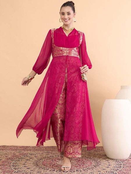 Brocade Tunic With Palazzo Set for Women, Coord Set, Festive Outfit, Ethnic Indian Dress, Party Indo Western Outfit, Wedding Guest Outfit28 EtsyImport