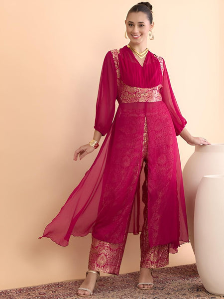 Brocade Tunic With Palazzo Set for Women, Coord Set, Festive Outfit, Ethnic Indian Dress, Party Indo Western Outfit, Wedding Guest Outfit28 EtsyImport