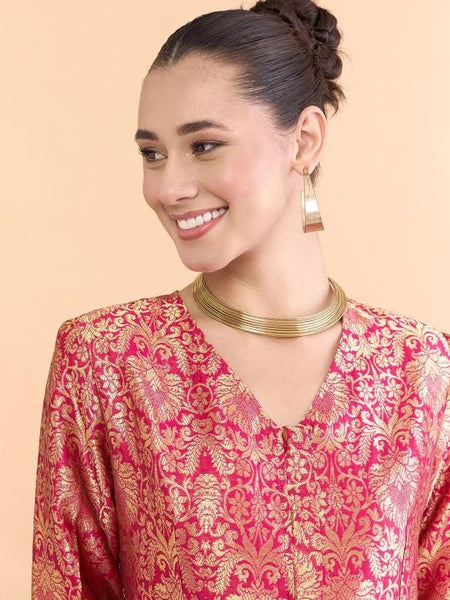 Brocade V-Neck Top With Drape Skirt Set For Women, Indian Top with Dhoti Skirt Set, Ethnic Indo Western Outfit, Coords Set, Indian Dress29 EtsyImport