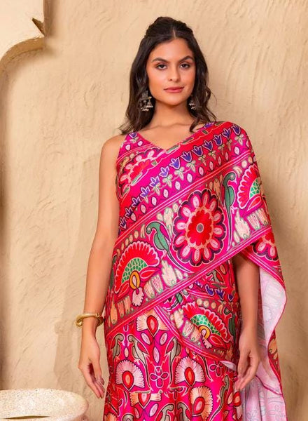 Pre Draped Double Layer Ready To Wear Saree, Crop Top & Skirt With Attached Dupatta Co-ord Set, Ethnic Indo Western Outfit, Lehenga Choli16 EtsyImport