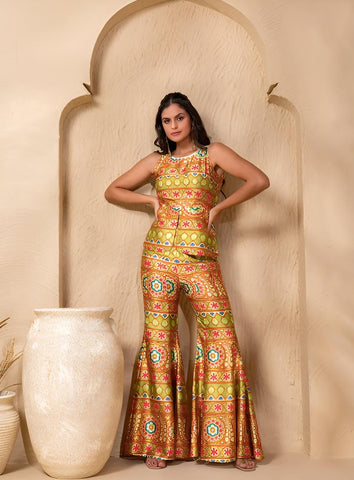 Printed Peplum Top With Palazzo Pants for Women, Coord Set, Festival Outfit Ethnic Indian Dress, Wedding Guest Indo Western Outfit19 EtsyImport