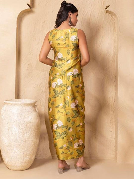 Printed Waistcoat With Drape Skirt for Women, Coord Set, Festival Outfit Ethnic Indian Dress, Wedding Guest Indo Western Outfit25 EtsyImport