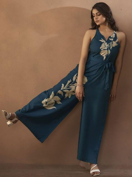 Floral Printed Sleeveless Jumpsuit For Women, Indian Jumpsuit, Indian One Piece Dress, Indo Western Outfit, Fusion Outfit31 EtsyImport