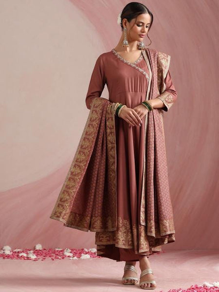 Ethnic Motifs Angrakha Kurta with Trousers & Dupatta Set For Women35 EtsyImport