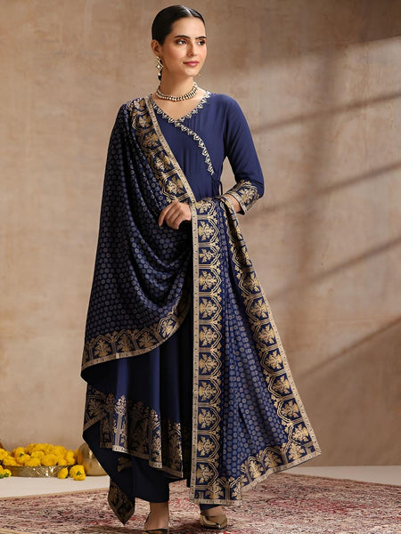 Ethnic Motifs Angrakha Kurta with Trousers & Dupatta Set For Women35 EtsyImport