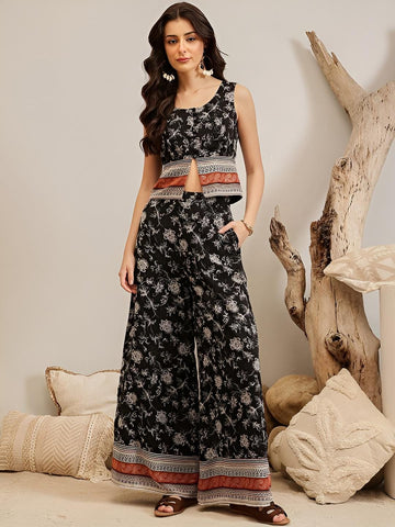 Floral Printed Top with Palazzo Set for Women, Coord Set, Festive Outfit, Ethnic Indian Dress Co-ords, Indo Western Outfit30 EtsyImport
