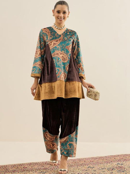 Women Velvet Tunic With Palazzo Set Coord Set VitansEthnics