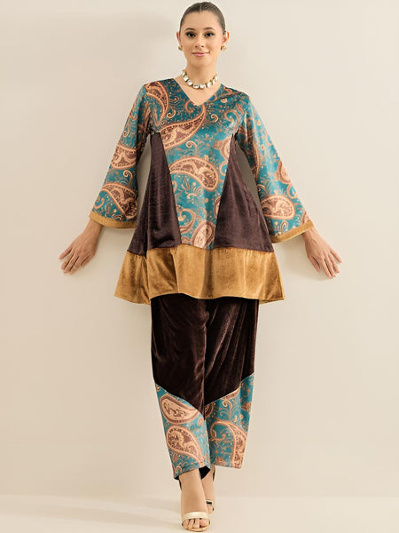 Women Velvet Tunic With Palazzo Set Coord Set VitansEthnics
