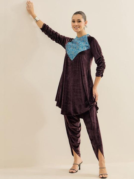 Women Velvet Tunic With Palazzo Set Coord Set VitansEthnics