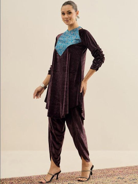 Women Velvet Tunic With Palazzo Set Coord Set VitansEthnics