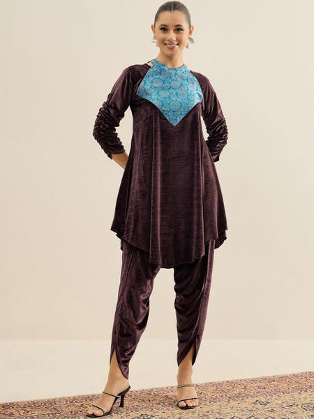 Women Velvet Tunic With Palazzo Set Coord Set VitansEthnics