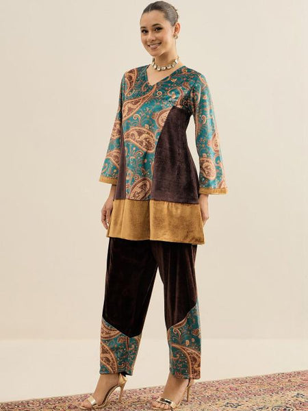 Women Velvet Tunic With Palazzo Set Coord Set VitansEthnics