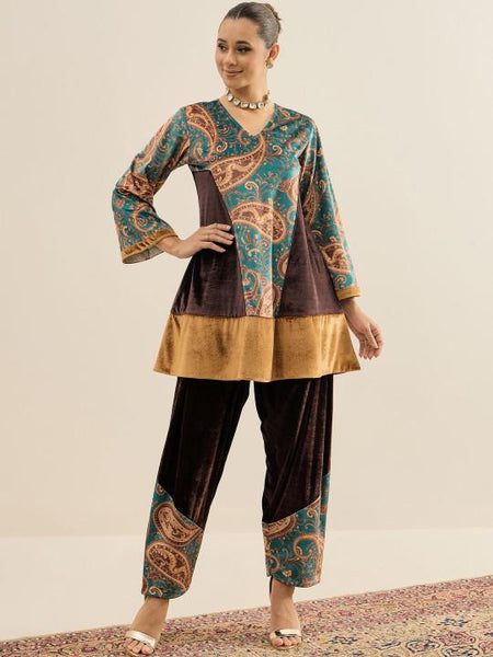 Women Velvet Tunic With Palazzo Set Coord Set VitansEthnics