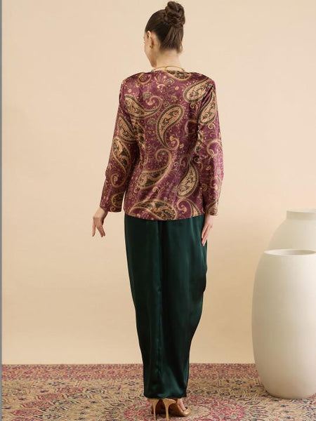 Indian Top With Drape Skirt Set For Women, Top with Dhoti Skirt Set, Ethnic Indo Western Outfit, Coords Set, Indian Dress VitansEthnics