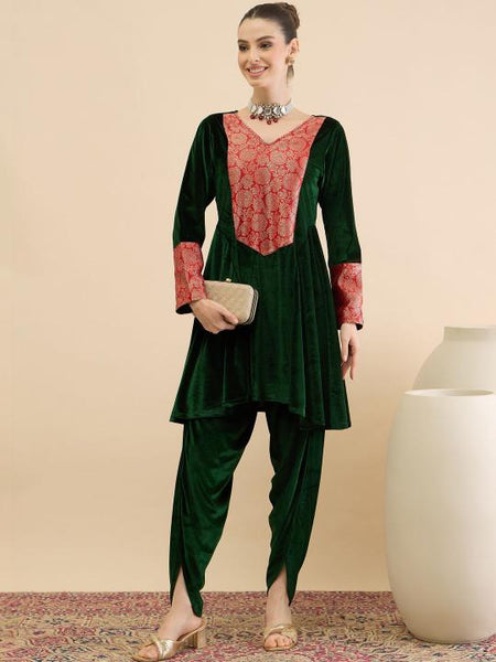 Velvet Tunic With Dhoti Pants Set for Women, Coord, Ethnic Indian Dress, Wedding Guest Party Indo Western Outfit VitansEthnics
