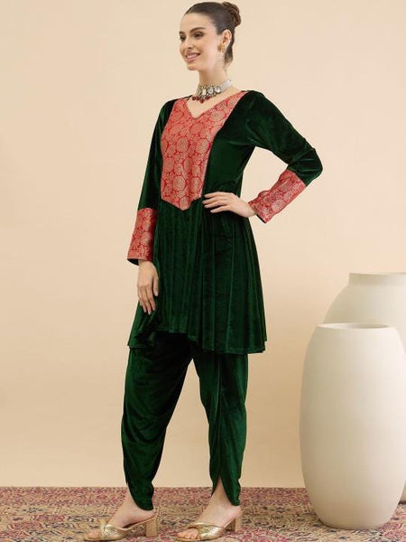 Velvet Tunic With Dhoti Pants Set for Women, Coord, Ethnic Indian Dress, Wedding Guest Party Indo Western Outfit VitansEthnics