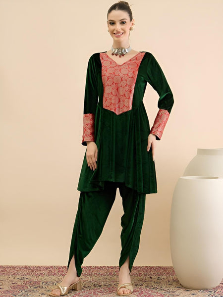 Velvet Tunic With Dhoti Pants Set for Women, Coord, Ethnic Indian Dress, Wedding Guest Party Indo Western Outfit VitansEthnics
