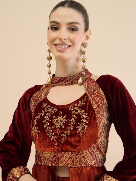 Embellished Top With Drape Skirt Set For Women, Indian Top with Dhoti Skirt Set, Ethnic Indo Western Outfit, Coords Set VitansEthnics