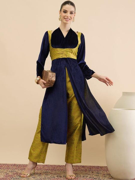 Brocade Velvet Tunic With Palazzo Set for Women, Coord Set, Ethnic Indian Dress, Wedding Guest Party Indo Western Outfit VitansEthnics