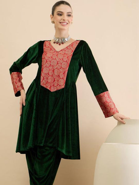 Velvet Tunic With Dhoti Pants Set for Women, Coord, Ethnic Indian Dress, Wedding Guest Party Indo Western Outfit VitansEthnics