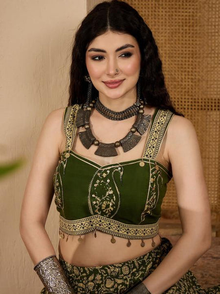 Printed Crop Top With Skirt Set For Women, Lehenga Choli, Wedding Guest Outfit, Indian Dress, Indo Western Dress VitansEthnics