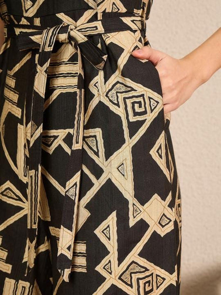 Indo Western Ethnic Print Viscose Jumpsuit, Sleeveless Indian One Piece Dress VitansEthnics