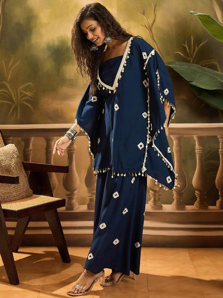 Bandhej Printed Kaftan Top With Sharara Set For Women, Coords, Festive Ethnic Indian Dress, Indo Western Outfit VitansEthnics