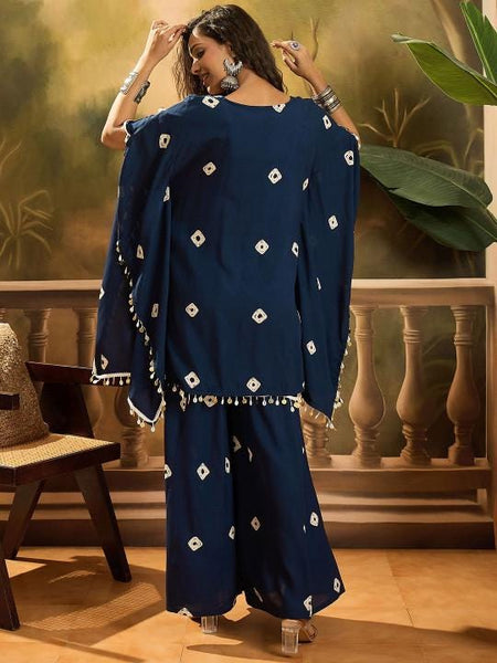 Bandhej Printed Kaftan Top With Sharara Set For Women, Coords, Festive Ethnic Indian Dress, Indo Western Outfit VitansEthnics