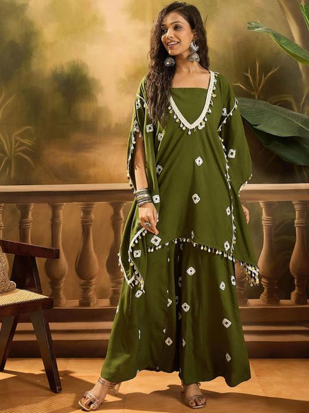 Bandhej Printed Kaftan Top With Sharara Set For Women, Coords, Festive Ethnic Indian Dress, Indo Western Outfit VitansEthnics