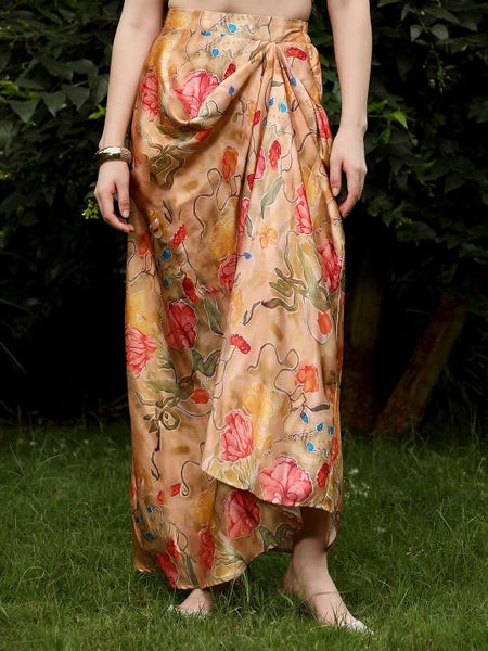 Crop Top With Drape Skirt and Dupatta Set for Women, Ethnic Indian Dress, Wedding Guest Indo Western Outfit VitansEthnics