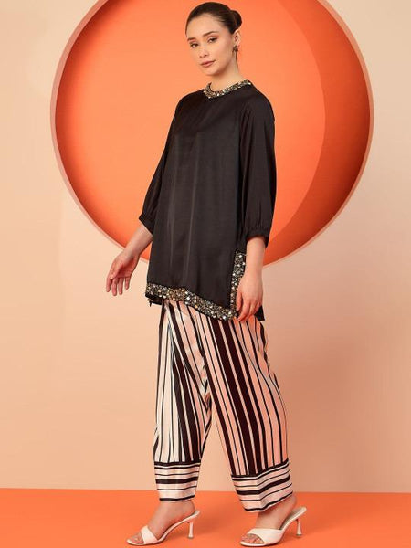 Embellished Tunic with Palazzos For Women, Indian Top Palazzo Set, Ethnic Indo Western Fusion Outfit, Coords Set VitansEthnics