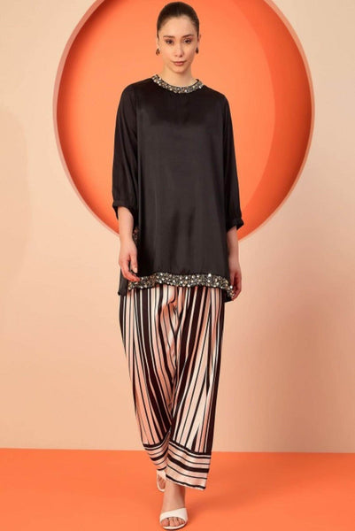 Embellished Tunic with Palazzos For Women, Indian Top Palazzo Set, Ethnic Indo Western Fusion Outfit, Coords Set VitansEthnics