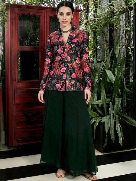Printed Blazer With Palazzo Co-Ords Set for Women, Coord Set, Ethnic Fusion Indian Dress, Wedding Guest Indo Western Outfit VitansEthnics