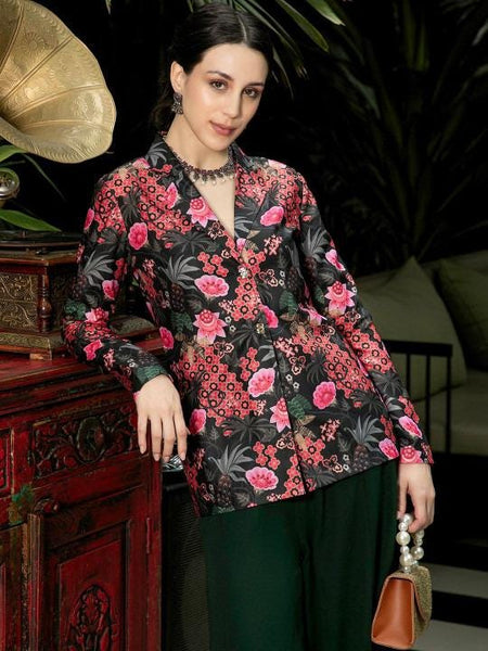 Printed Blazer With Palazzo Co-Ords Set for Women, Coord Set, Ethnic Fusion Indian Dress, Wedding Guest Indo Western Outfit VitansEthnics