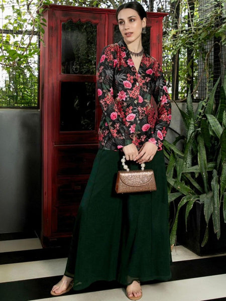 Printed Blazer With Palazzo Co-Ords Set for Women, Coord Set, Ethnic Fusion Indian Dress, Wedding Guest Indo Western Outfit VitansEthnics