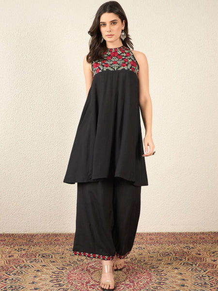 Indian Embroidered Tunic With Palazzos Co-Ords Set, Indo Western Outfit Set For Women, Fusion Outfit Set VitansEthnics