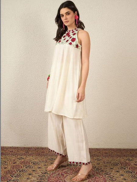 Indian Embroidered Tunic With Palazzos Co-Ords Set, Indo Western Outfit Set For Women, Fusion Outfit Set VitansEthnics