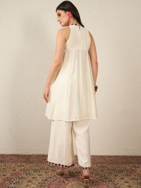 Indian Embroidered Tunic With Palazzos Co-Ords Set, Indo Western Outfit Set For Women, Fusion Outfit Set VitansEthnics