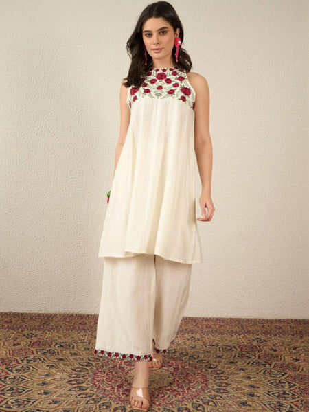 Indian Embroidered Tunic With Palazzos Co-Ords Set, Indo Western Outfit Set For Women, Fusion Outfit Set VitansEthnics