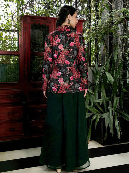 Printed Blazer With Palazzo Co-Ords Set for Women, Coord Set, Ethnic Fusion Indian Dress, Wedding Guest Indo Western Outfit VitansEthnics