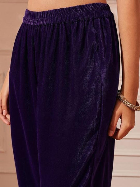 Thread Work Velvet Kurta with Palazzos For Women, Tunic With Palazzo, Indian Dress, Party Wear Indo Western Outfit, Kurti Set VitansEthnics