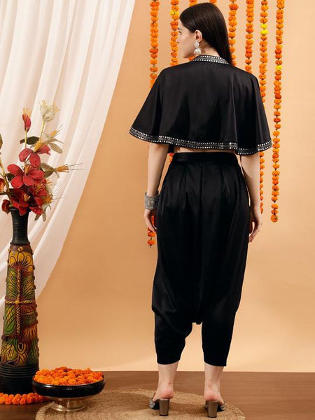 Shoulder Straps Crop Top With Dhoti Pants & Jacket for Women Coord Set Festival Outfit Ethnic Indian Dress Wedding Guest Indo Western Outfit VitansEthnics