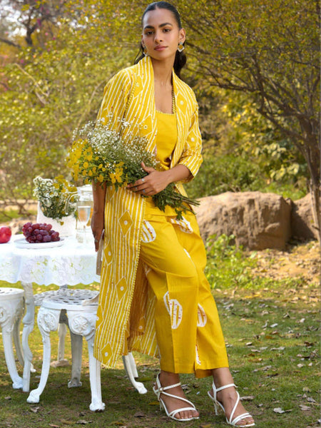 Printed Pure Cotton Tunic with Trousers & Shrug Co-Ords Set For Women, Indo Western Outfit, Ethnic Indian Dress VitansEthnics