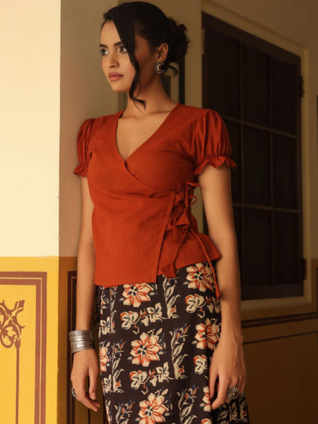 Bohemian Cotton Solid Top with Skirt Co-Ords Set For Women, Top with Skirt Set, Indo Western Outfit, Pure Cotton Ethnic Indian Dress VitansEthnics