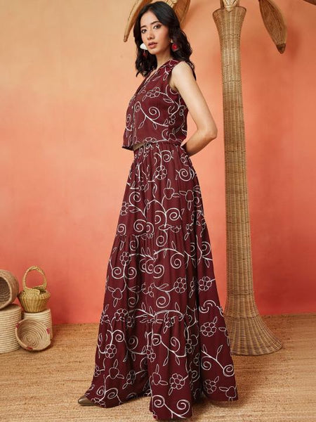 Printed Top With Skirt Set For Women, Lehenga Choli, Wedding Guest Outfit, Indian Co-Ords Set, Indo Western Dress VitansEthnics