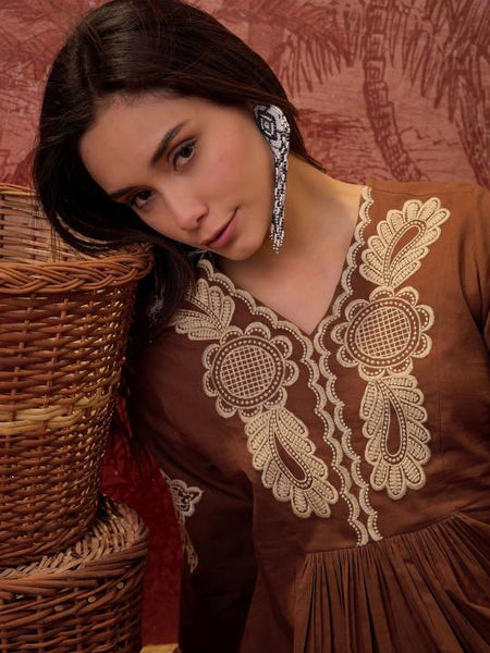 Embroidered Cotton Yoke Design Top with Trousers Co-Ords Set For Women, Wedding Guest Outfit, Indian Co-Ords Set, Indo Western Dress VitansEthnics