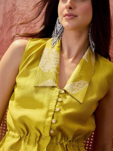 Floral Silk Printed Top with Palazzos Co-Ords Set For Women, Wedding Guest Outfit, Indian Co-Ords Set, Indo Western Dress VitansEthnics