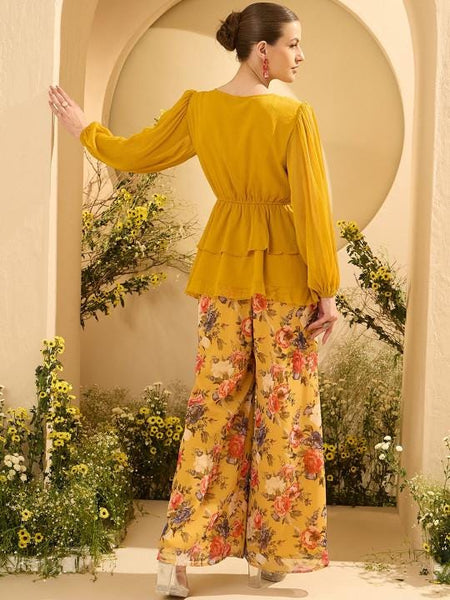 Embellished V-Neck Top With Palazzo Set For Women, Ethnic Indo Western Outfit, Coords Set, Indian Dress, Indian Wedding Guest Outfit VitansEthnics